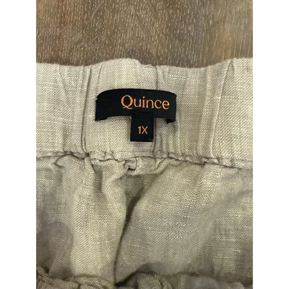 QUINCE Tan 100% Linen Loose Fit Pull On Goucho Pants Women 1X